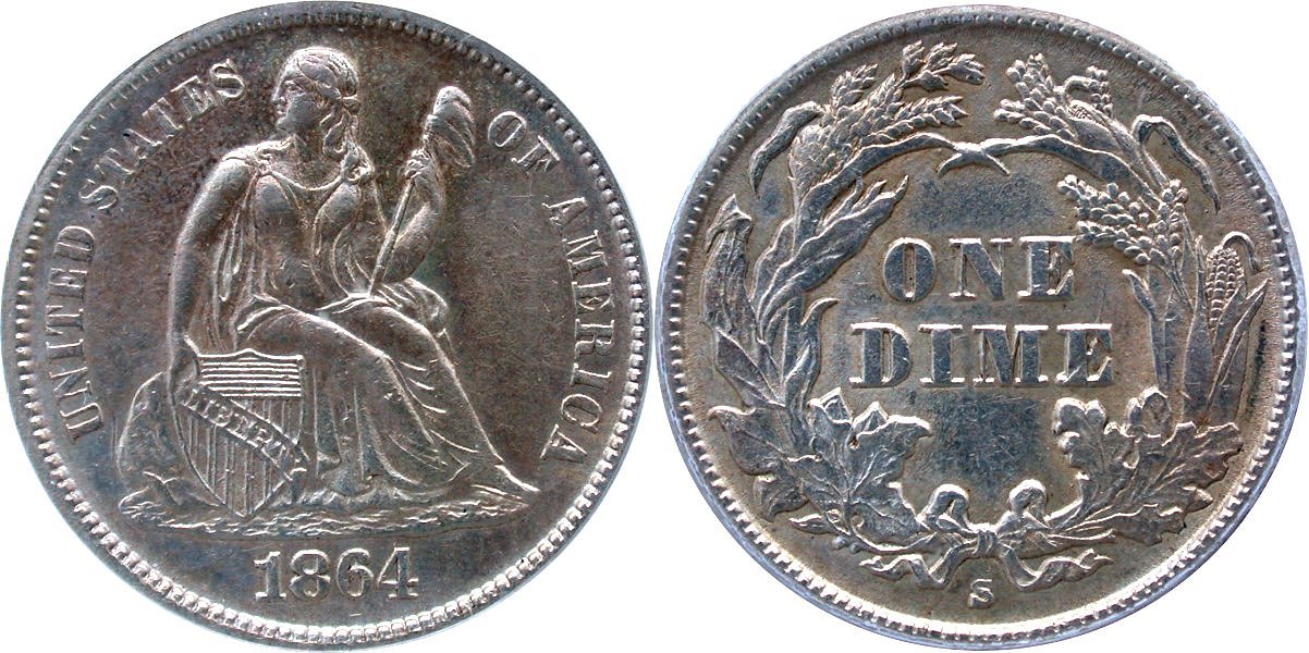 Seated 10C 1864S