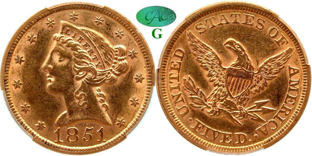 Gold G$5 1851